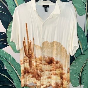 Forever 21 desert graphic button down tee